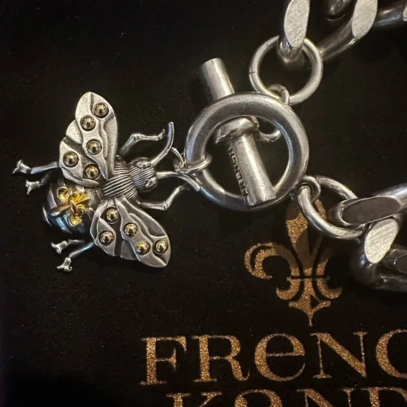 French Kande Silver and Gold Bee Charm Bracelet - Picture 3 of 3